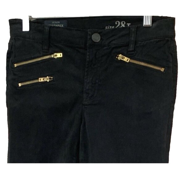 J Crew Toothpick Denim Women's 28 Black Moto Jeans Ankle Zip 30x28.5 - Picture 4 of 8